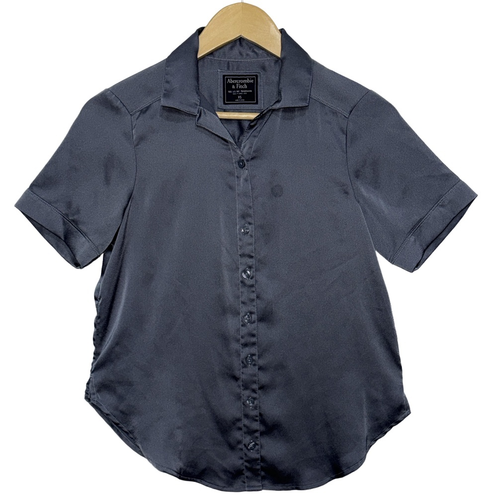 Abercrombie & Fitch Blue Silver Collar Button Up Short Sleeve Pajama Top Size XS